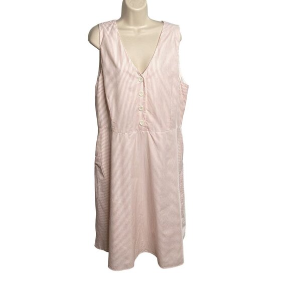 Ann Taylor Factory Womans Dress Stripe Pink White Sleeveless Plus Size 16 c - Picture 1 of 11